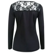 Halloween 3D Cat Print Lace Insert T-shirt - Black Fansmadedirect