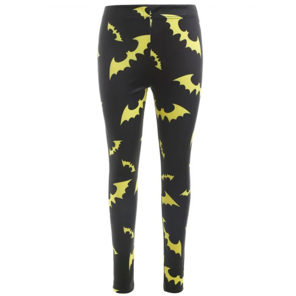 Halloween Bats Print lim Leggings - Black Fansmadedirect