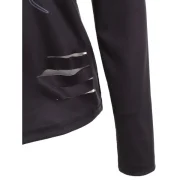 Halloween Cold houlder 3D Cat Print T-shirt - Black Fansmadedirect