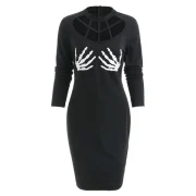 Halloween Costume Cut Out keleton Dress - Black Fansmadedirect