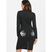 Halloween Costume Cut Out keleton Dress - Black Fansmadedirect
