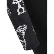 Halloween kull Print Longline Hoodie - Black Fansmadedirect
