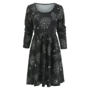 Halloween pider Web Print Dress - Black Fansmadedirect