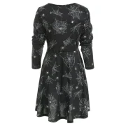 Halloween pider Web Print Dress - Black Fansmadedirect