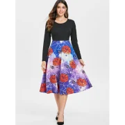 Halloween Print Midi wing Dress - Black Fansmadedirect