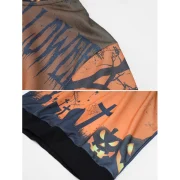 Halloween Pumpkin Lamp Skull Print Hoodie - Brown Sugar Fansmadedirect