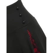 Halloween Skull Lace Insert ock Button Lace-up Skirt - Black Fansmadedirect
