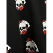 Halloween Skull Print Flare Dress - Black Fansmadedirect