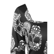 Halloween Skulls Print High Waist axi Dress - Black Fansmadedirect