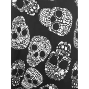 Halloween Skulls Print High Waist axi Dress - Black Fansmadedirect