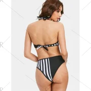 Halter Color Block onokini Swimwear - Black Fansmadedirect