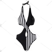 Halter Color Block onokini Swimwear - Black Fansmadedirect
