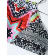Halter High Neck Geometrical Print Boho Bikini et - Black Fansmadedirect