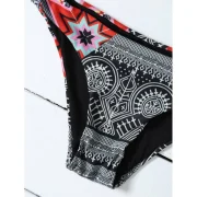 Halter High Neck Geometrical Print Boho Bikini et - Black Fansmadedirect