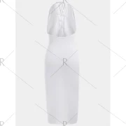 Halter Midi Bodycon Dress - White Fansmadedirect