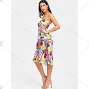 Halter mocked Printed Chiffon Dress - Fansmadedirect