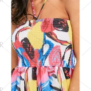 Halter mocked Printed Chiffon Dress - Fansmadedirect
