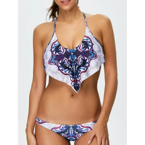 Halter Print Padded Bikini et - Fansmadedirect