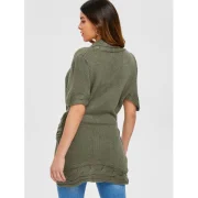 hawl Collar Buckled urplice weater Dress - Army Green Fansmadedirect