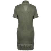 hawl Collar Buckled urplice weater Dress - Army Green Fansmadedirect