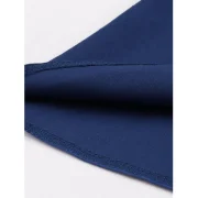 Hepburn Vintage Series Women Dress Spring And Summer Pure Color Lapel V-neck Design Short Sleeve Retro Belt Dress - Navy Blue Fa