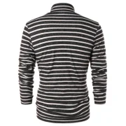 High Collar Striped Long Sleeve T-shirt - Fansmadedirect