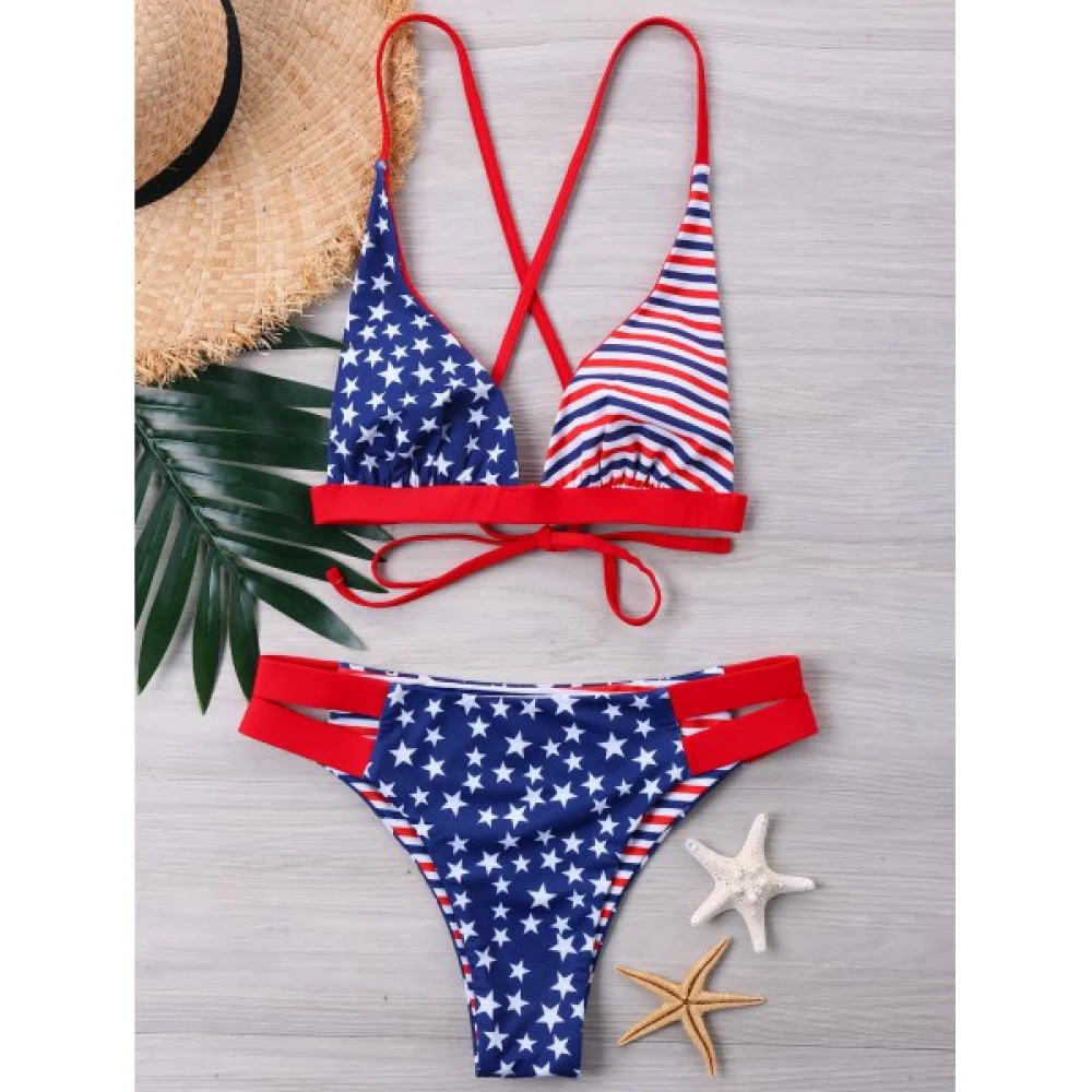 High Cut American Flag Bikini Set - Fansmadedirect