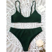 High Cut Bralette Bikini et - Blackish Green Fansmadedirect