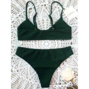 High Cut Bralette Bikini et - Blackish Green Fansmadedirect