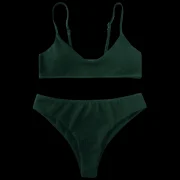 High Cut Bralette Bikini et - Blackish Green Fansmadedirect