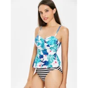 High Leg Flower Tankini et - Deep ky Blue Fansmadedirect