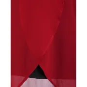 High Low Spaghetti Strap Lace Insert Chiffon Dress - Lava Red Fansmadedirect