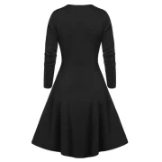 High Low Tunic V Neck Coat - Black Fansmadedirect