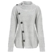 High Neck Asymmetrical Cardigan - Gray Fansmadedirect