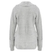High Neck Asymmetrical Cardigan - Gray Fansmadedirect