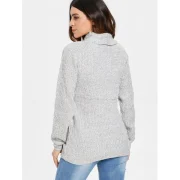 High Neck Asymmetrical Cardigan - Gray Fansmadedirect
