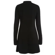 High Neck ong Sleeve Casual Jumper Dress - Black Fansmadedirect