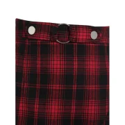 High Rise Asymmetrical Plaid Skirt - Red Fansmadedirect