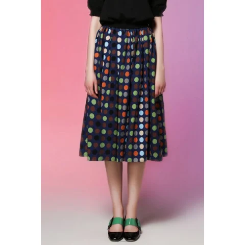 High Rise Polka Dot idi Skirt - Cadetblue Fansmadedirect