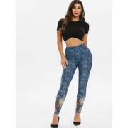 High Rise Tribal Print Jeggings - Blue Koi Fansmadedirect