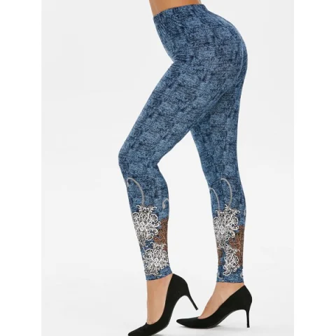 High Rise Tribal Print Jeggings - Blue Koi Fansmadedirect
