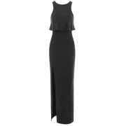 High Slit Flounce Sparkly axi Dress - Black Fansmadedirect
