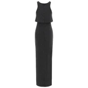 High Slit Flounce Sparkly axi Dress - Black Fansmadedirect