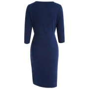High Waist Pencil Dress with Buttons - Deep Blue Fansmadedirect
