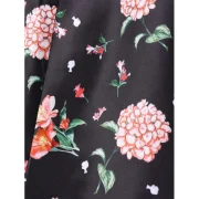 High Waist Shoulder Cut Flower Dress - Black Fansmadedirect