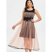 High Waist Sleeveless Flare Dress - Black Fansmadedirect