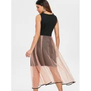 High Waist Sleeveless Flare Dress - Black Fansmadedirect