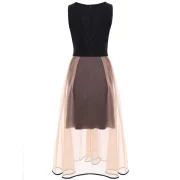 High Waist Sleeveless Flare Dress - Black Fansmadedirect