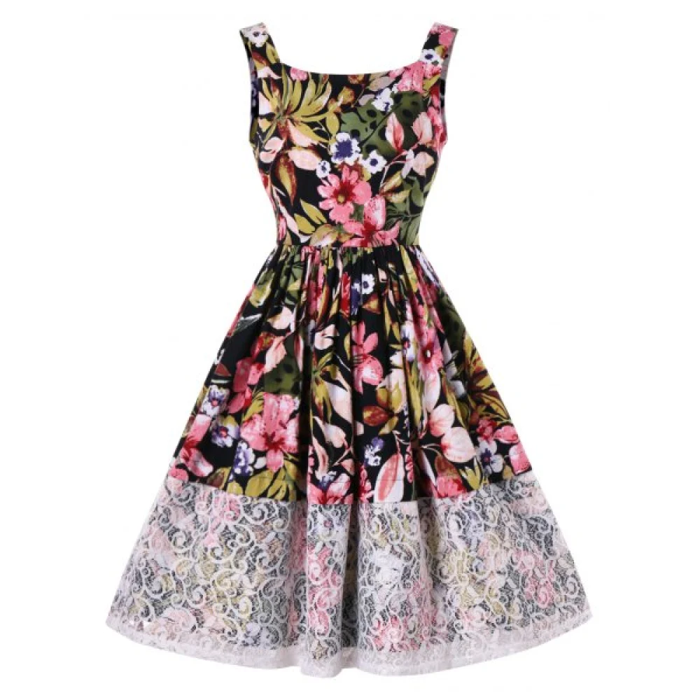 High Waist Sleeveless Printed Dress - Fansmadedirect