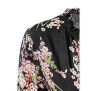 High Waist Tiny Floral Flounce Trim Dress - Black Fansmadedirect